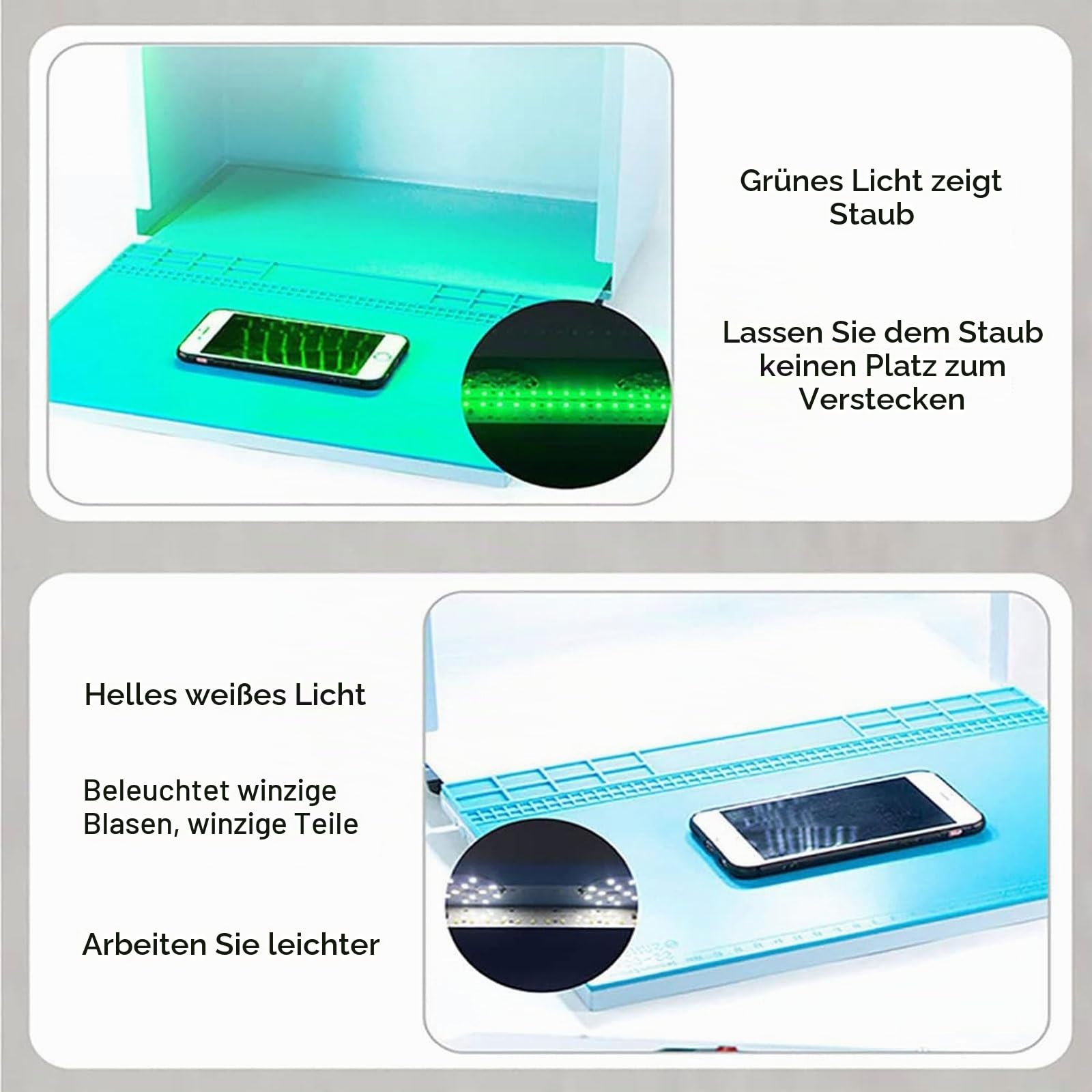 Air Flow Clean Bench-Arbeitsplatztisch, vertikale Laminar-Flow-Haube, Laminar-Flow-Schrank mit 2 Lüftern, staubfreie Aluminium-Werkbank for die Reparaturwerkstatt for Handy-LCD-Bildschirme