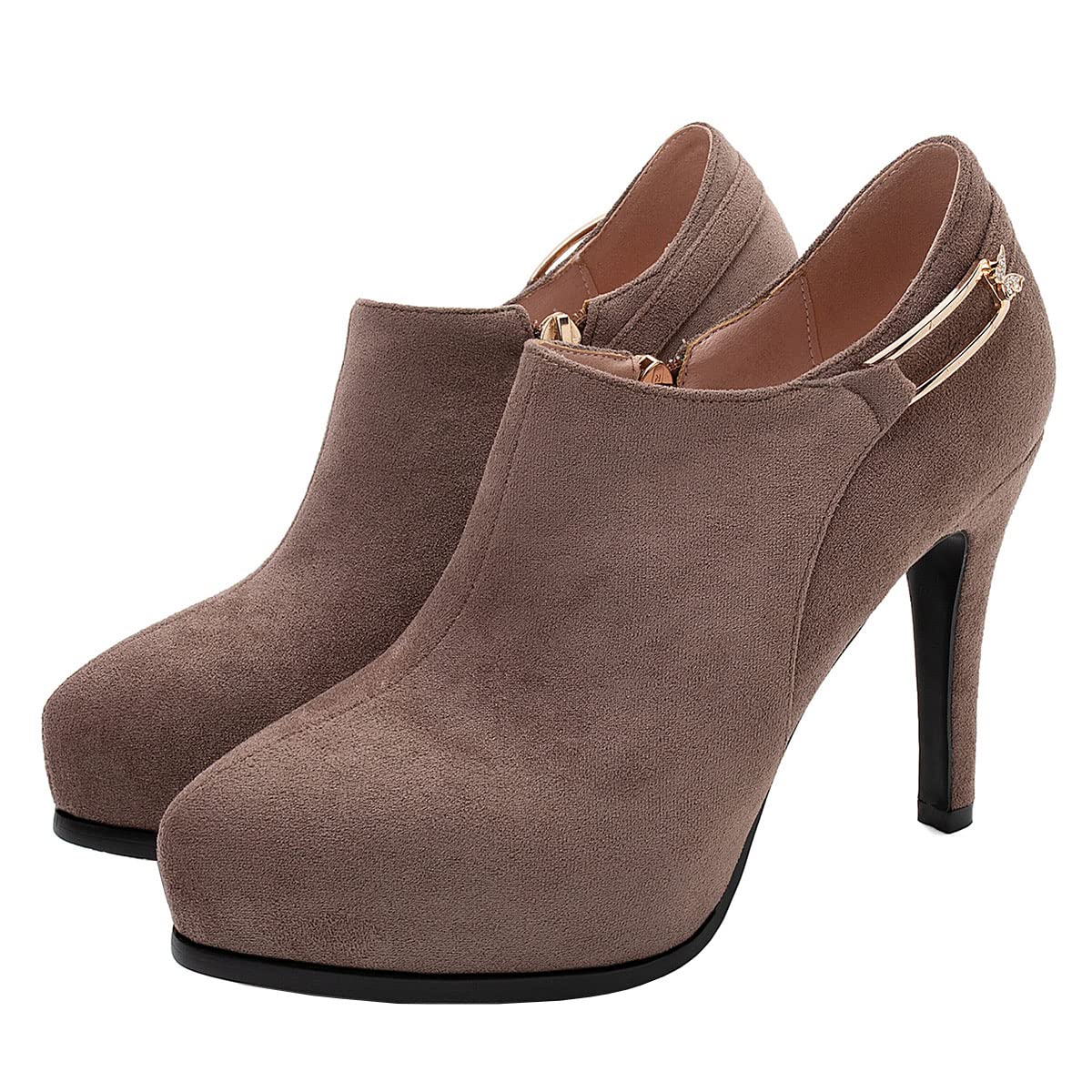 SHEMEE Womens Platform Stiletto High Heel Ankle Booties Thin Heels Pumps Side Zip Short Boots Shoes