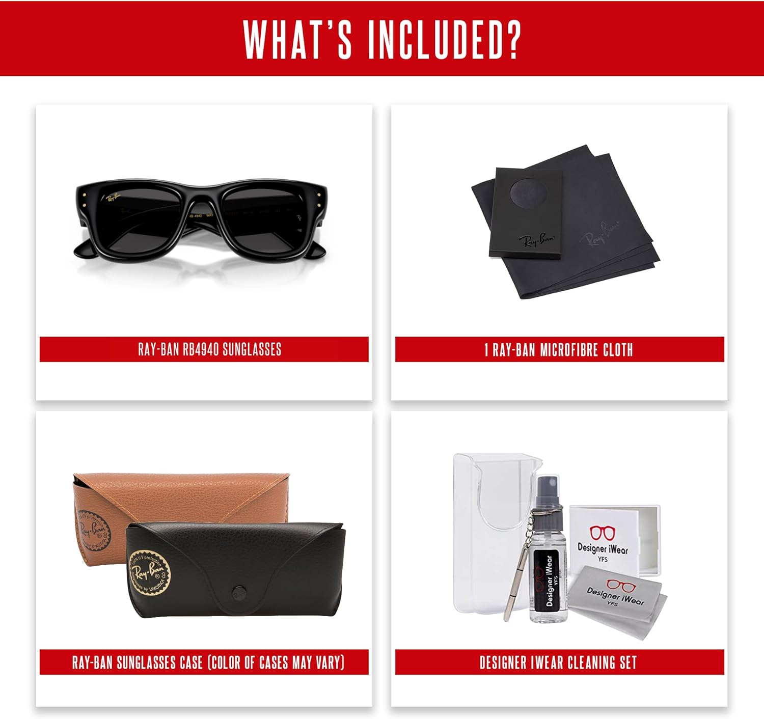 Ray-Ban Wayfarer Puffer Stylish Modern Design Sunglasses For Unisex +BUNDLE with ACCESSORY EYEWEAR KIT - Image 2