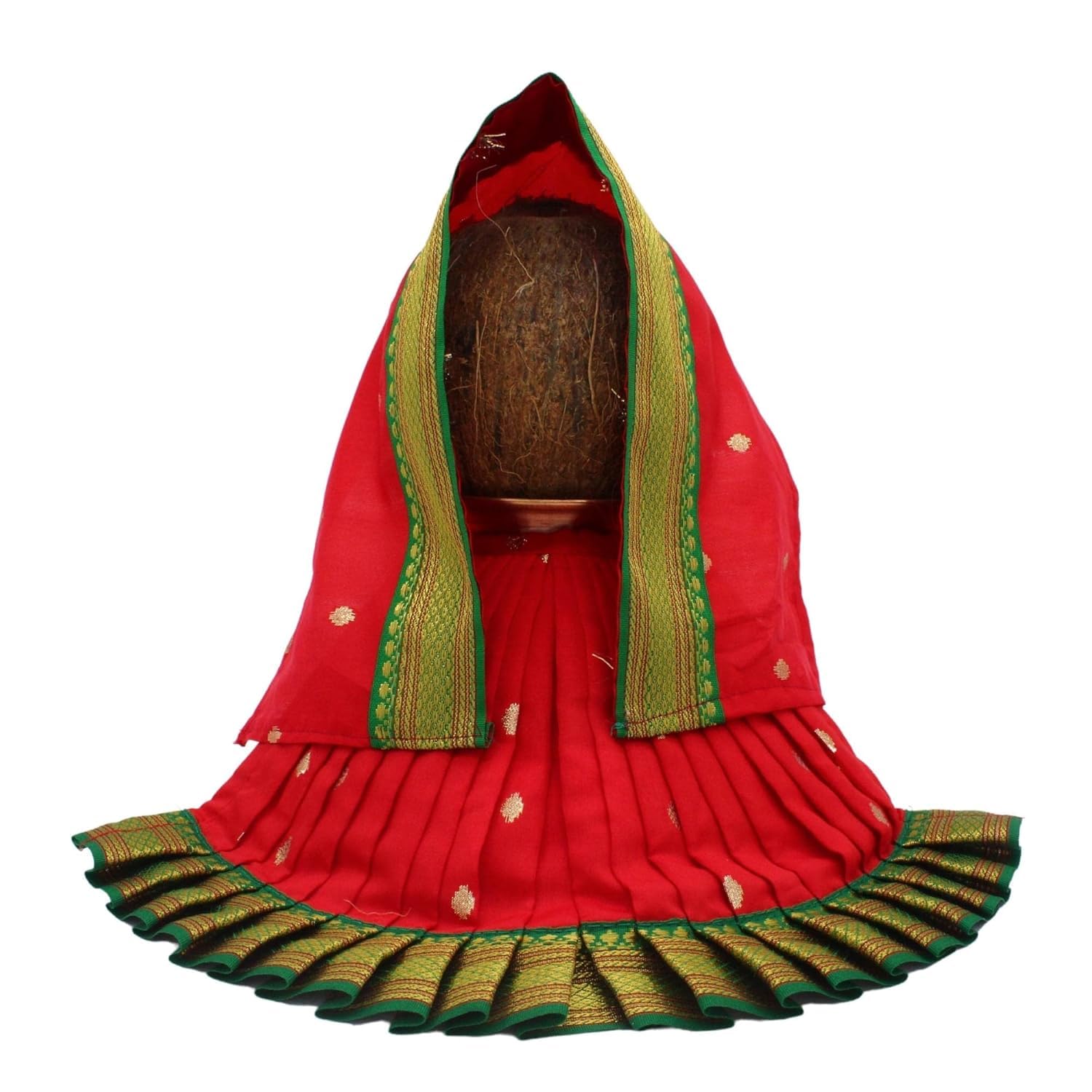 Vedic Vaani Navratri Goddess MATA Rani Poshak, Maa Laxmi, Durga, Saraswati, Radha Shringar for Kalasha Pooja (Red, 6(H) 11(W) Inch) Approx for 6 inch Idol-image-27