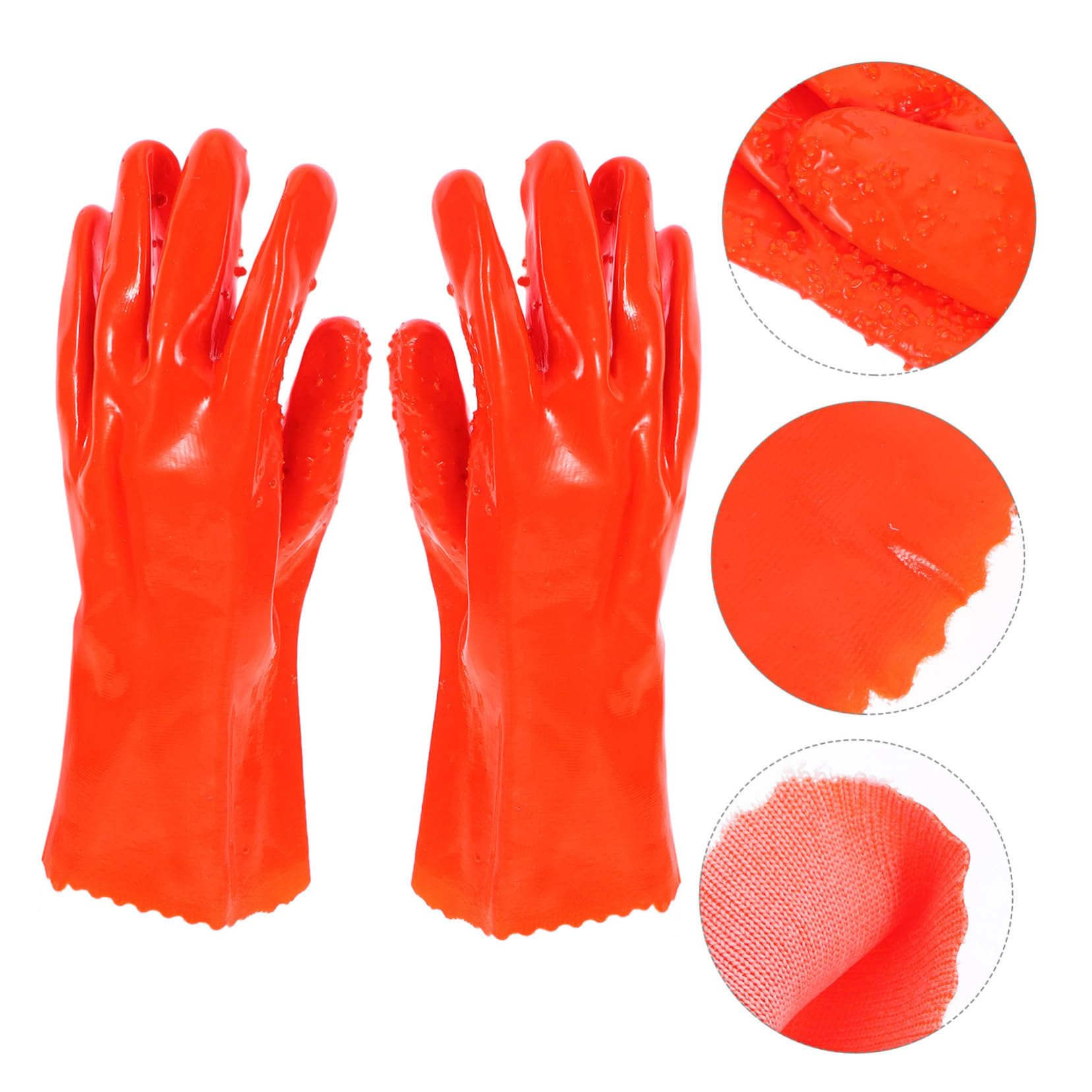 NUOBESTY Guanti Impermeabili in Pvc Arancia, 6 Paia, Antiscivolo | Resistenza a Olio, Adatti per Pulizia e Lavoro Industriale, Finitura Robusta