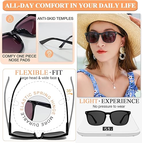 Miniatura 4 de MARE AZZURO Lentes de sol para mujer 50 75 100 125 150 175 200 225 250 275 300 325 350 375 400 (negro, 2.00)