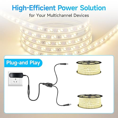 Miniatura 7 de ANLINK Paquete de 4 cables divisores de alimentación CC negros de 1 hembra a 2 machos de 0.217 in x 0.083 in, cable adaptador Y de salida de