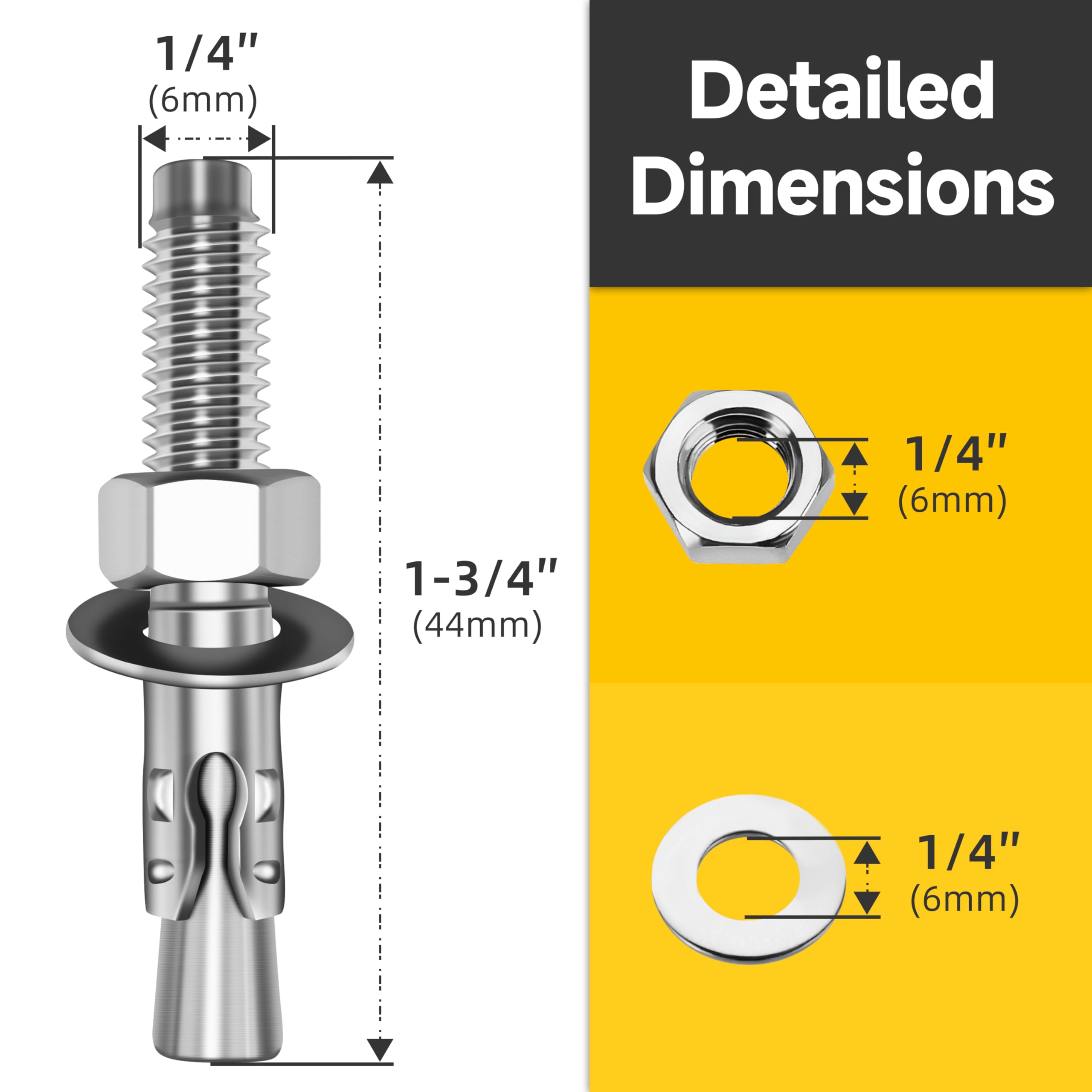 Stainless Steel Wedge Anchors - Secure Concrete & Brick -2 Stainless Steel Wedge Anchors - Secure Concrete & Brick -2