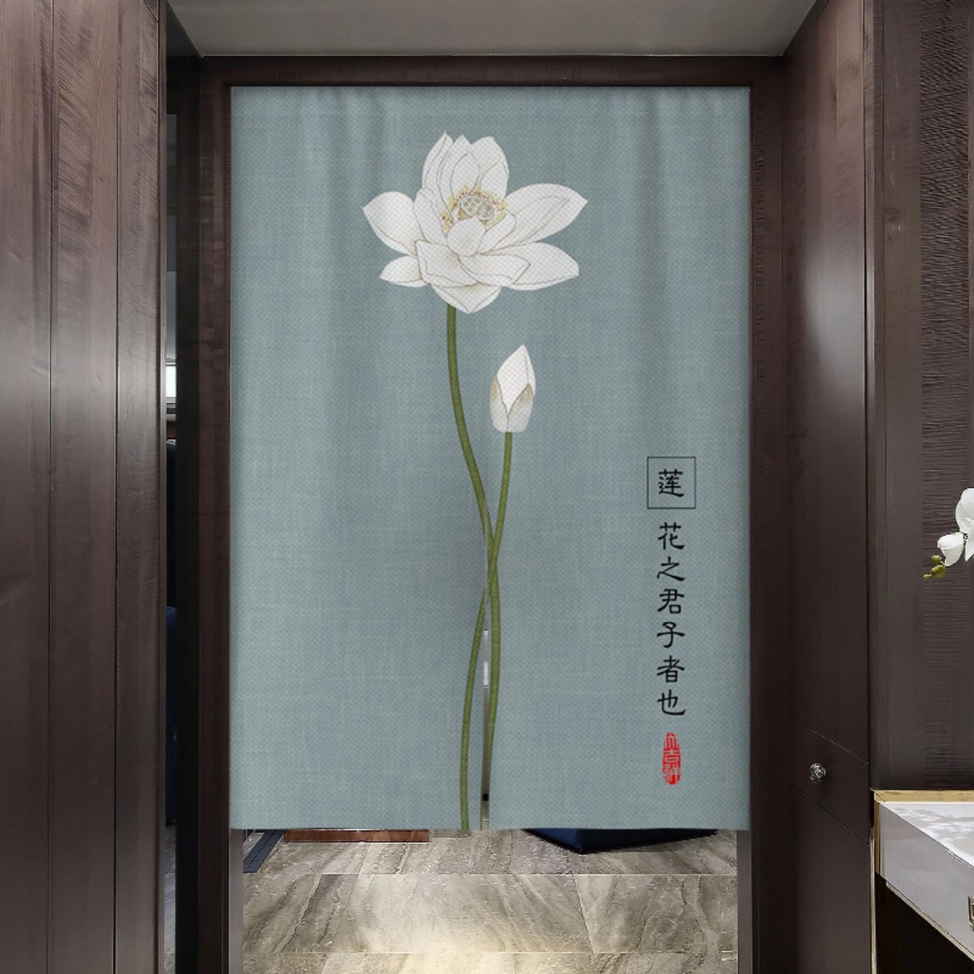 Guest Ruyunlai Ml9 Lotus Flower Japanese Noren Doorway Curtain, 90X150cm