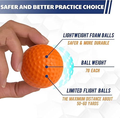 Miniatura 9 de Jaya Pelotas de práctica de golf de espuma, paquete de 12 o 32 unidades, sensación realista y vuelo limitado, suaves para entrenamiento en