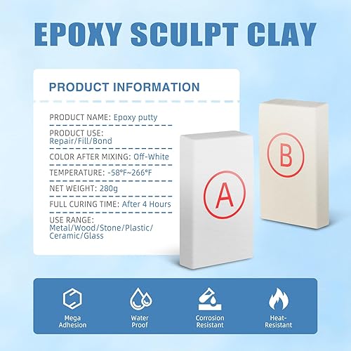 Miniatura 2 de Masilla epoxi  Masilla de fontanero de reparación rápida de 10 oz280 g  Relleno epoxi de alta resistencia para metal, madera, azulejos y cerámica