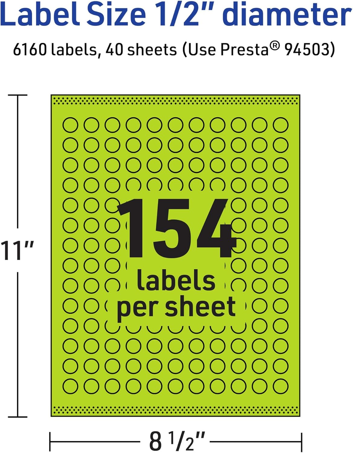 Avery Printable Round Labels, Sure Feed Technology, 1/2" Diameter, Bright Green Labels, Print-to-The-Edge, Laser/Inkjet, 6,160 Total, Great for Price Stickers and Mailing Seals