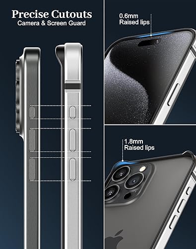 Miniatura 2 de Funda delgada de metal para iPhone 15 Pro de 6.1 pulgadas, interior de TPU suave + parachoques chapado en metal, compatible con carga inalámbrica,