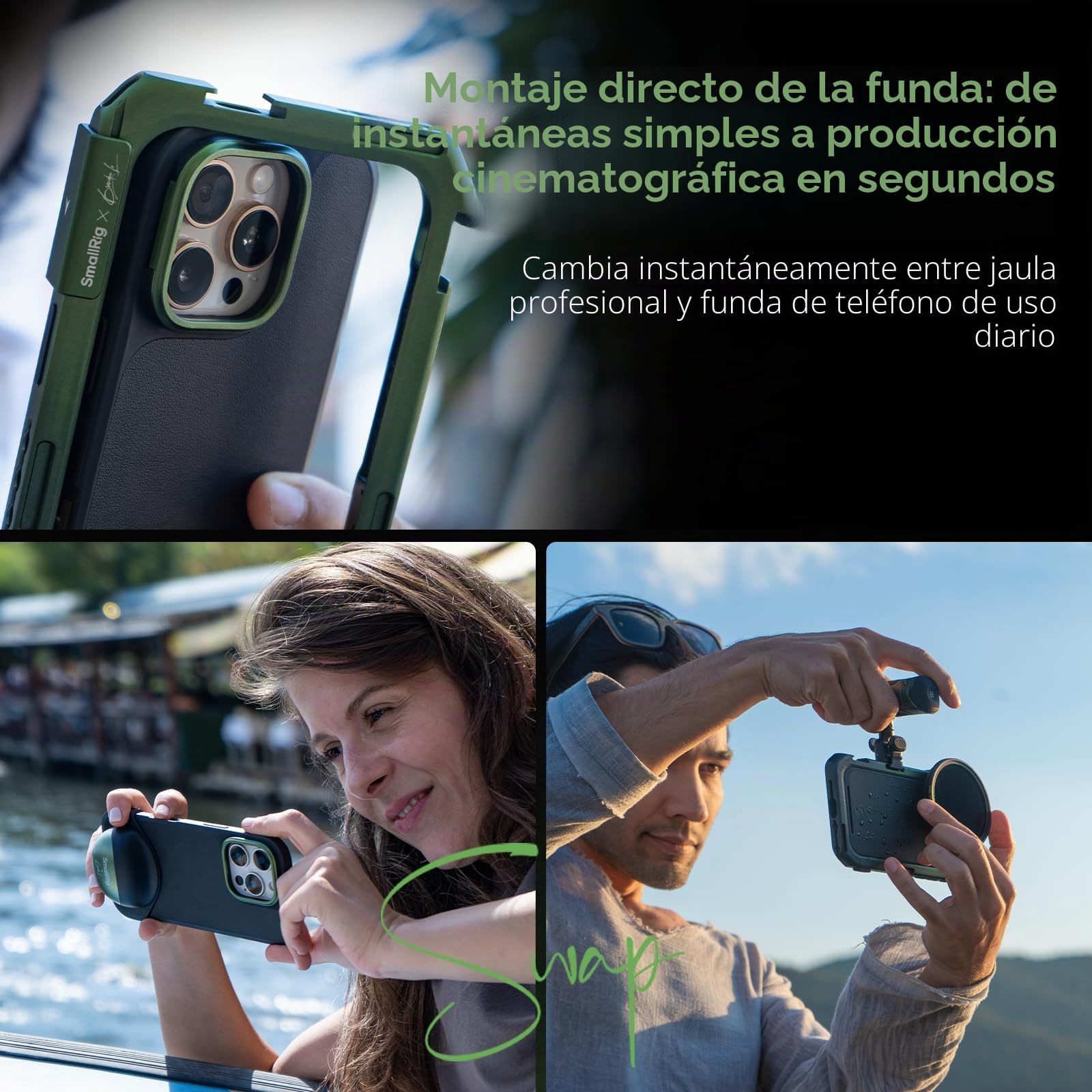 SmallRig Brandon Li - Kit de vídeo para iPhone 16 Pro Max, funda ligera con asas giratorias inalámbricas QR, filtro magnético VND de 67 mm, MagSafe