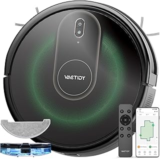 Vactidy Nimble T8 Robot Vacuum and Mop Combo, Strong Suction, Robot Vacuum Cleaner with GyroNav Navigation, Siri/APP/Alexa/WiFi, Super Slim, Self-Charging, Clean for Hard Floor, Carpet, Pet Hair