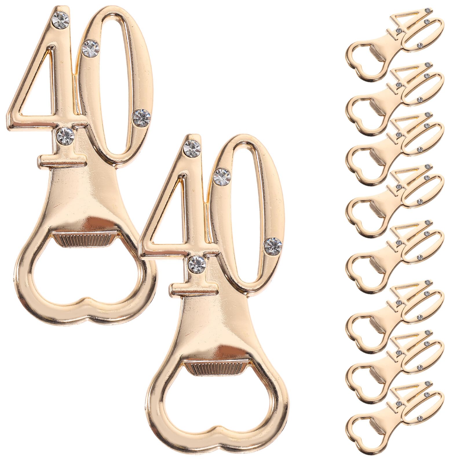 Set 10 Pezzi Apribottiglie Strass per 40° Compleanno e Anniversario Bomboniere Eleganti Multifunzione per Birra e Vino Gadget Raffinati per Feste e Ricorrenze