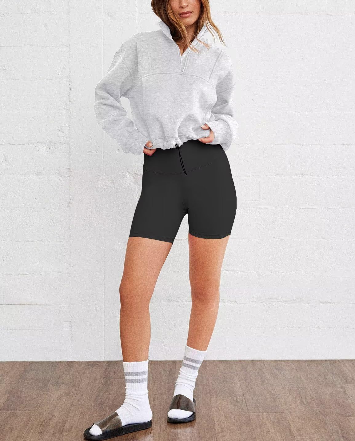 LEEDYA Womens Long Sleeve Half Zip Sweatshirts Oversized Casual Pullover Tops Fall Fashion Outfits 2025 Y2k Clothes - Image 3