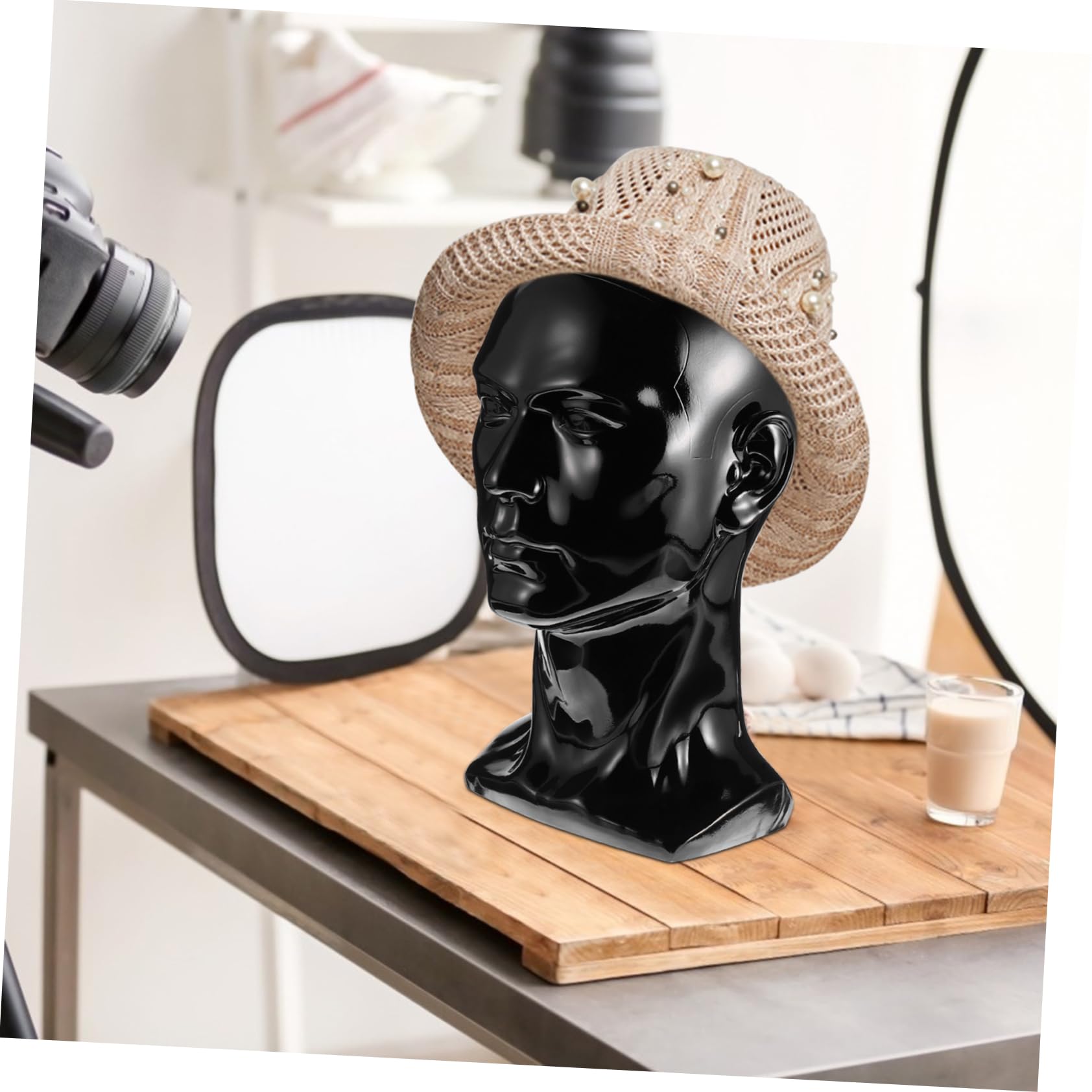 OSOLADY 1Pc Mannequin Head Display Stand for Wigs and Hairpieces Lightweight Black Styling Head for Salon and Home Use Wig Holder and Transport Circumference