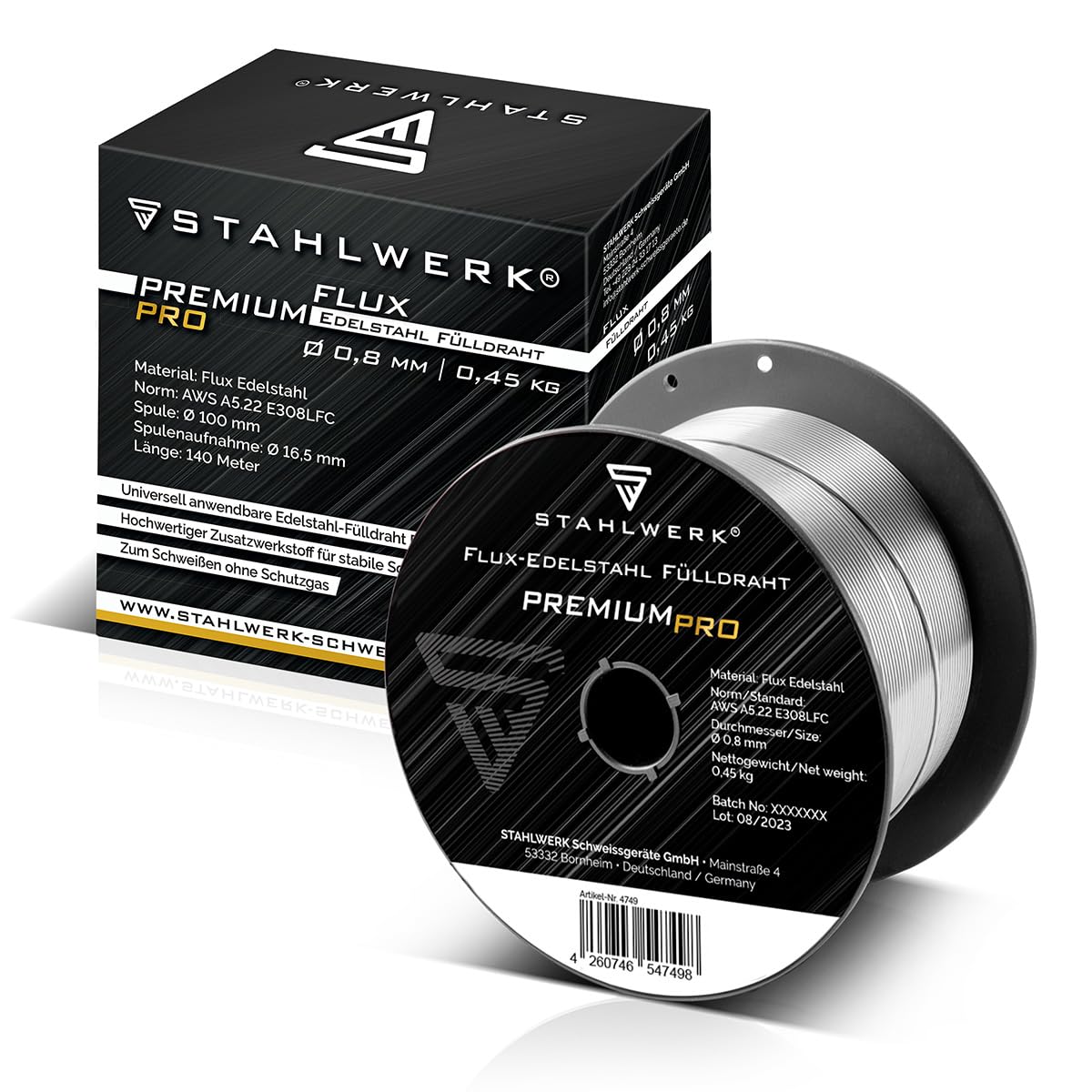 STAHLWERK FLUX E308LFC Edelstahl Fülldraht - selbstschützend, universell einsetzbar, ideal für viele MIG/MAG-Geräte - 0,