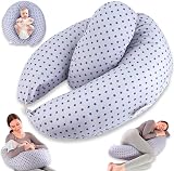 2-in-1 Nursing Pillow, XXL Pregnancy Pillow, Side Sleeper Pillow for Baby, Pregnancy Pillow with Inner Pillow and Cotton Nursing Pillow Cover, Pillow, Pregnancy Nursing Pillow, Baby, Small (Blue) - 1
