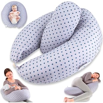 Chilling Home 2-in-1 Nursing Pillow XXL Pregnancy Pillow with Inner Pillow Side Sleeper Pillow for Adults Positioning Pillow Nursing Pillow with Cotton Cover Pregnancy Pillow Blue