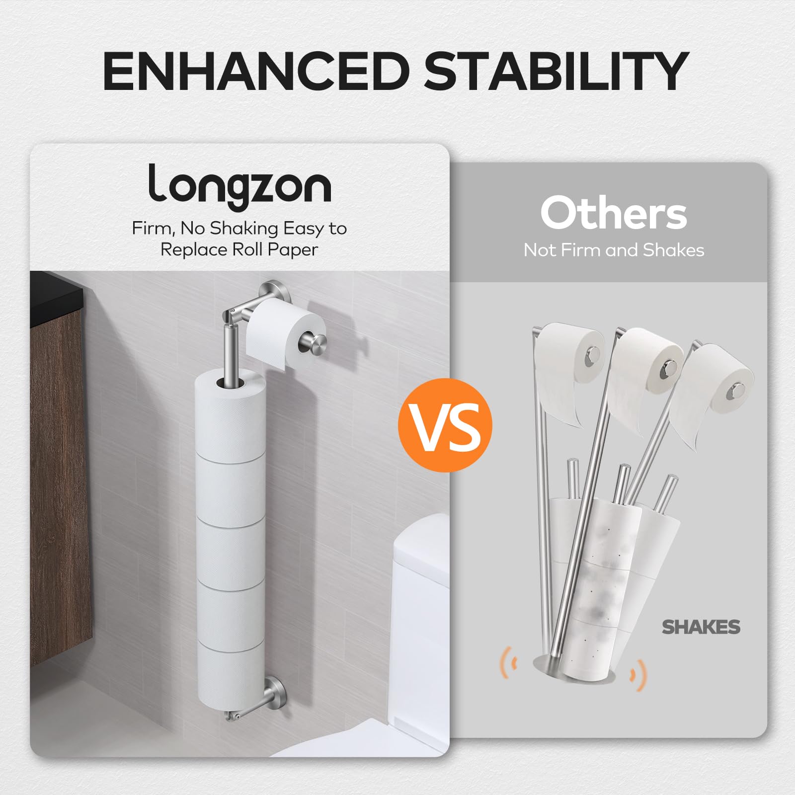 Toilet Roll Holder Wall Mounted, Holds 6 Rolls, SUS304 Stainless Steel Toilet Paper Holder with Reserve Storage, Space Saving - Image 4