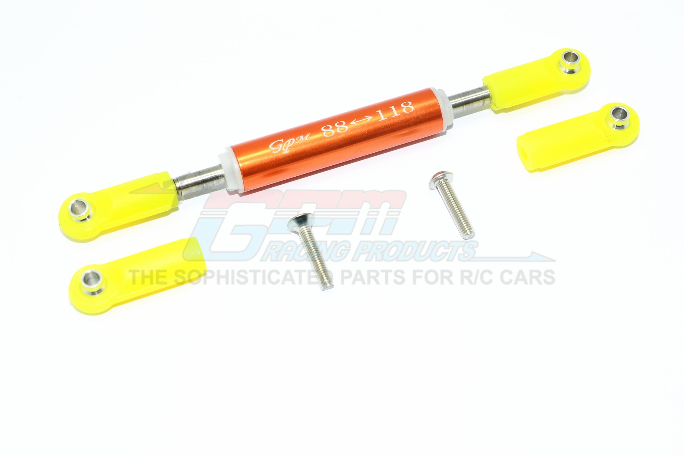 GPM Aluminium Front Adjustable Supporting Link Für Axial SCX10 II (AX90046, AX90047) - In Orange, Mit Kugelgelenken