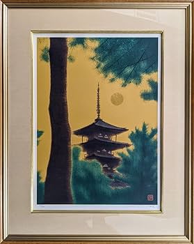 平山郁夫、楽堂、高級画版・限定、落款・版上サイン入、新品額装付 平山郁夫、楽堂、高級画版・限定、落款・版上サイン入、新品額装