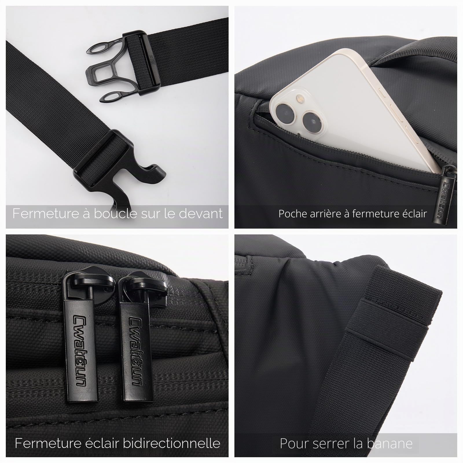 Cwatcun Sac pour Appareil Photo DSLR, Sac Photo SLR, Sac à bandoulière pour Appareil Photo, Sac de Ceinture pour Appareil Photo résistant à l'eau, Sac à bandoulière pour photographes,Noir,S