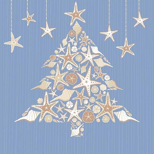 Miniatura 2 de Ambesonne Juego de funda de edredón navideña, temática de vida marina con árbol de Noel, temporada de invierno, juego de cama decorativo de 3 piezas