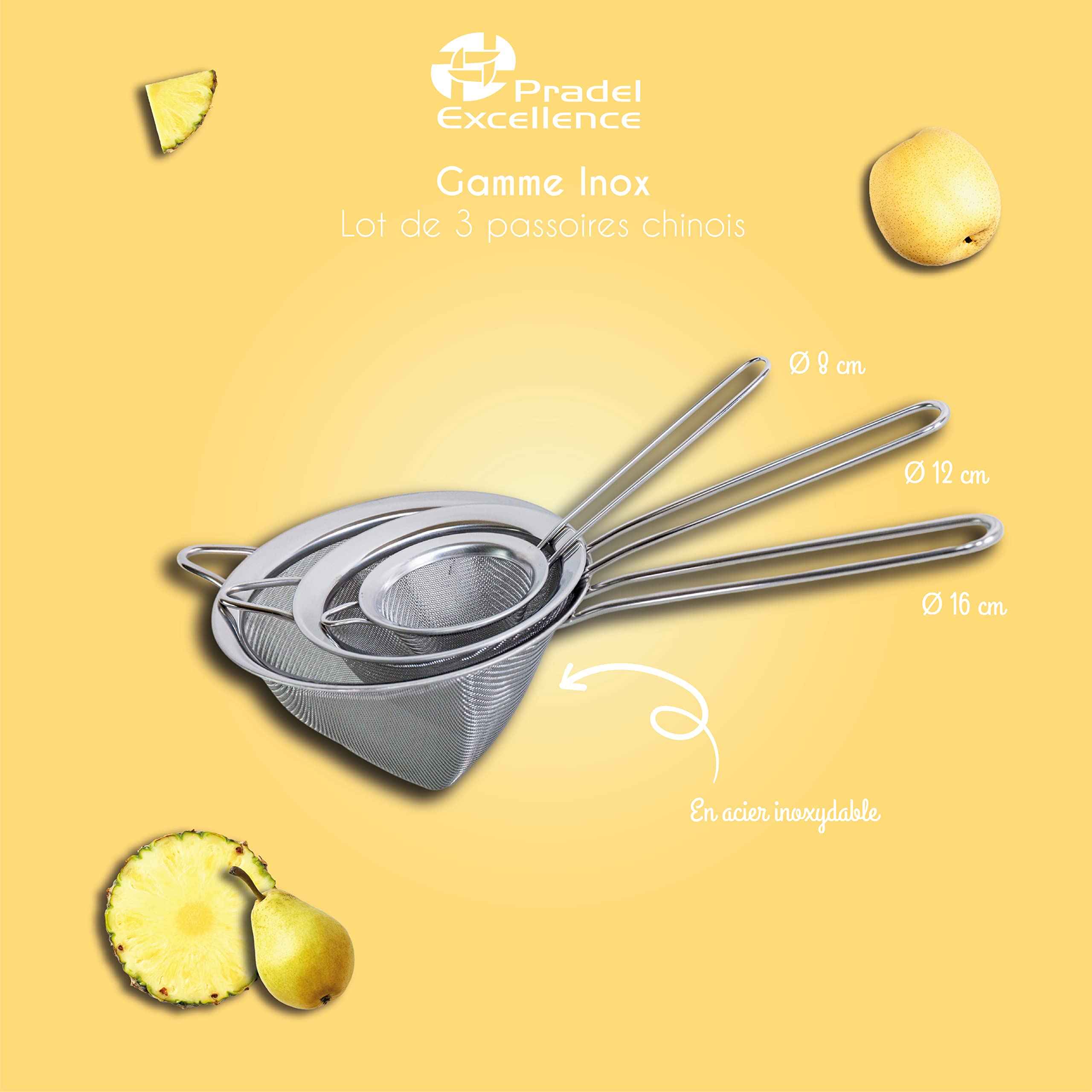 Pradel Excellence ql070 – 3 – Set di 3 colini Cinese 35.30 x 16 x 13.7 cm Acciaio Inox