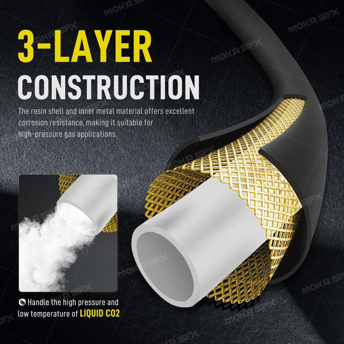 MOKA SFX 50ft(15M) High-Pressure CO2 Hose Male Quick-Connect for CO2 Jet Machine and CGA 320 Valve for CO2 Tanks Fits Machines with LSQ 1/2 Female Inlet Only (15m)