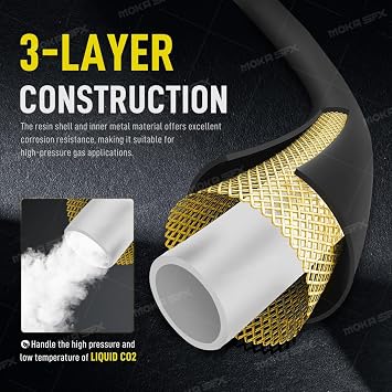 MOKA SFX 6M Co2 Cannon Jets Hose - ONLY for LSQ 1/2 Female Port Machines (Not Universal) Quick Connect for CO2 Jet Machine (6m)