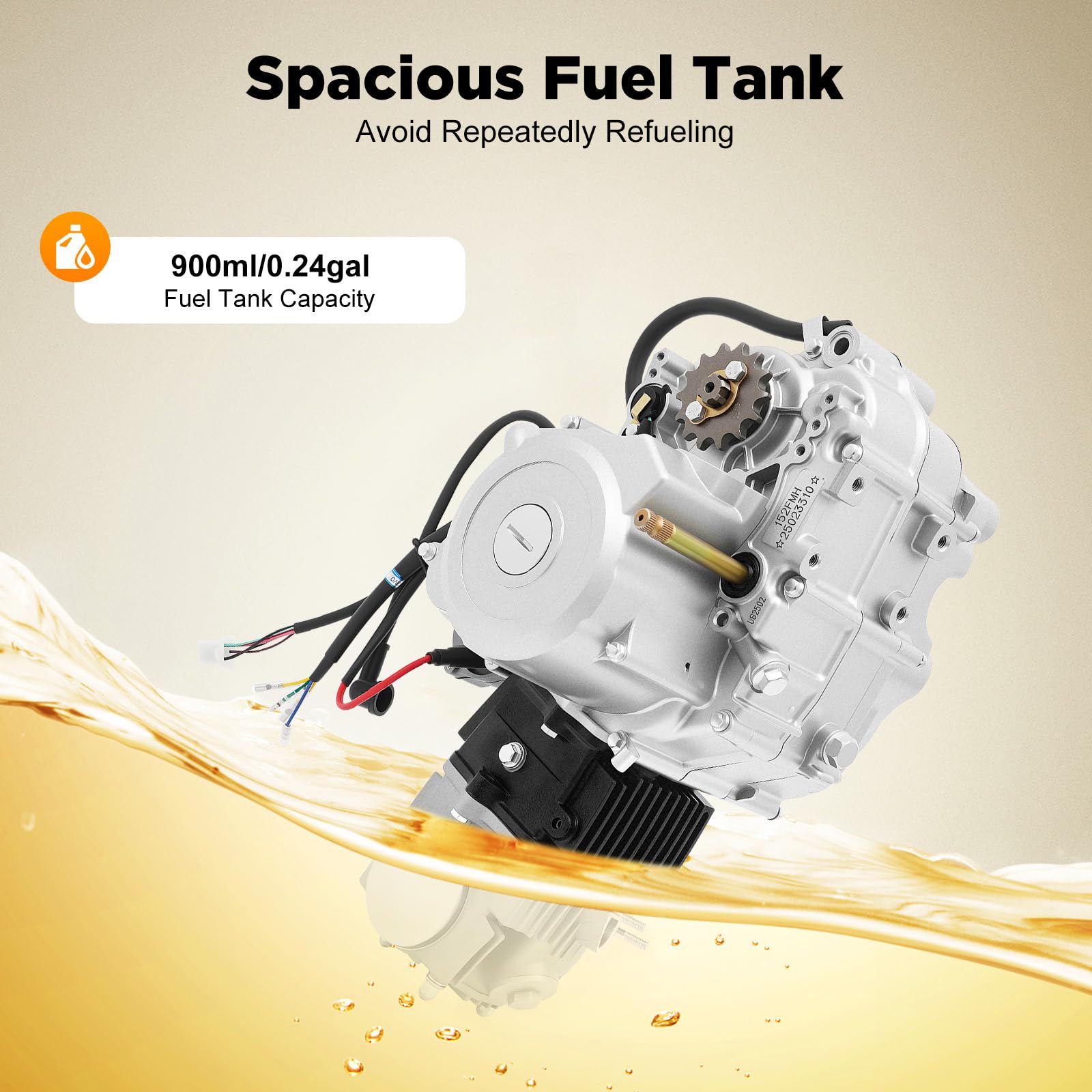 Motor de 125 cc de 4 tiempos, semiautomático, motor ATV, motor de un solo cilindro, refrigerado por aire, arranque eléctrico con cableado + filtro de aire + caja de cadena para pit bike