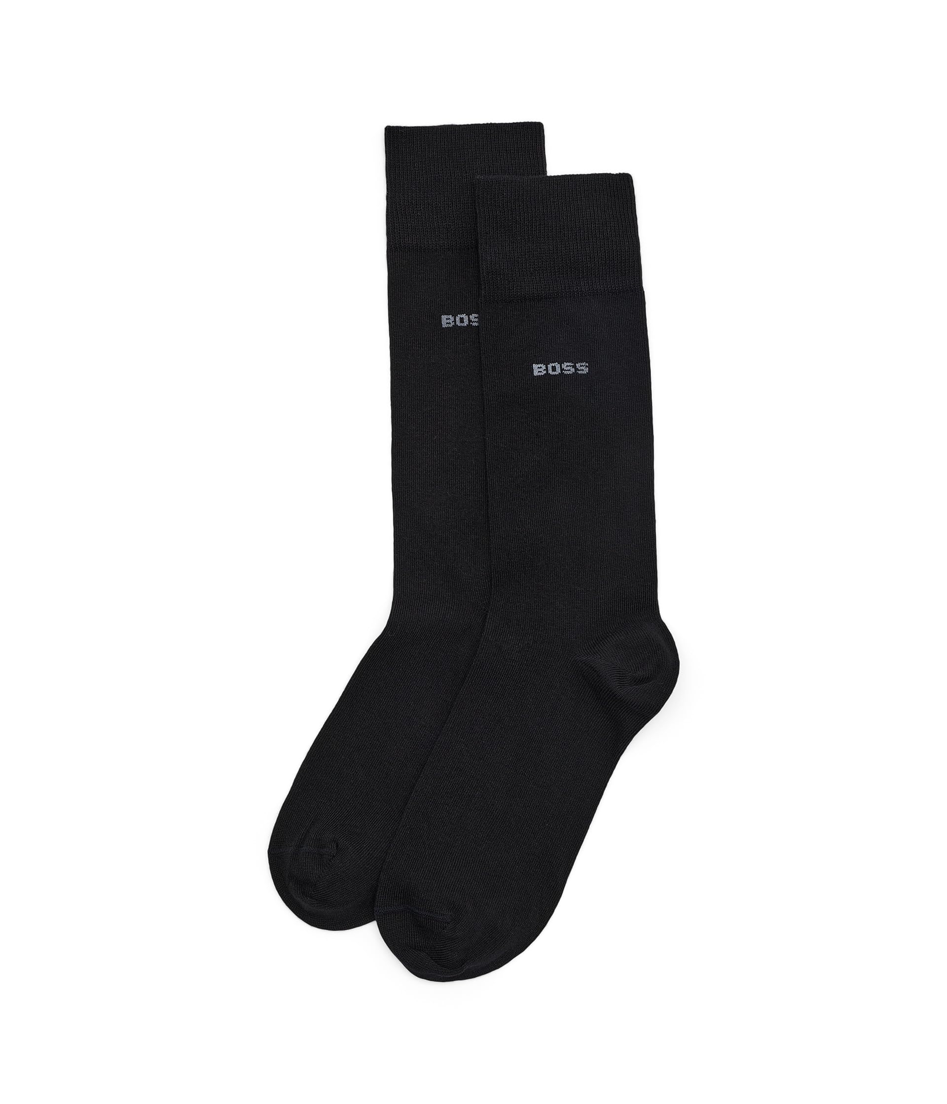 BOSS 2-Pack Solid Color Regular Socks 7-13 Black