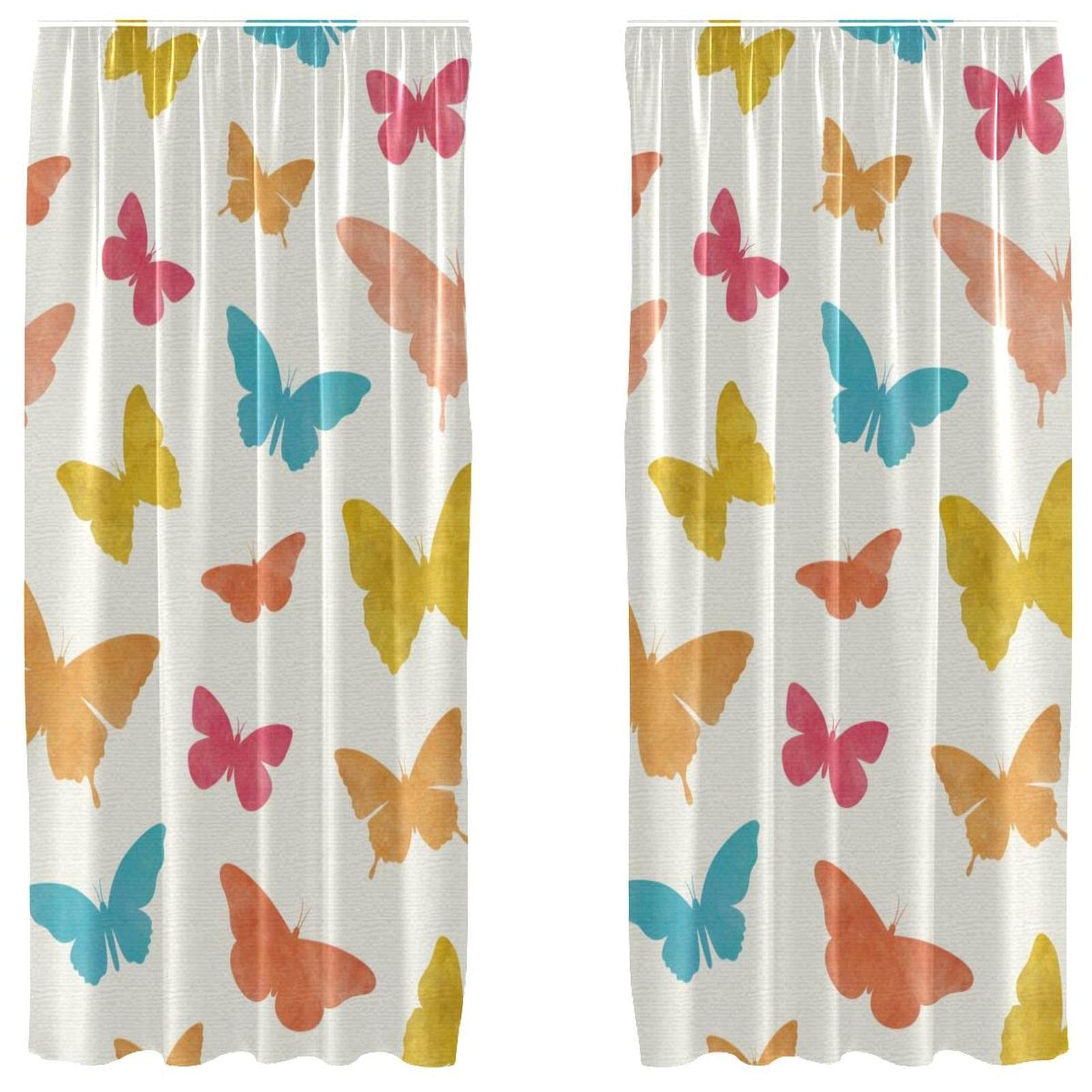 Rideaux occultants pour chambre enfant salon motifs papillons multicolores
