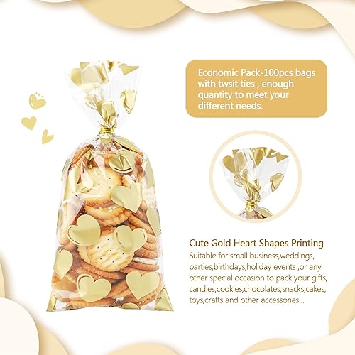 Miniatura 89 de COQOFA 100 bolsas de regalo de estrella rosa de 7 x 12 pulgadas, bolsas de regalo de celofán, bolsas de regalo de fiesta, bolsas de plástico Rosado