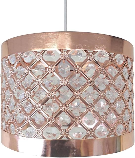Country Club Sparkly Ceiling Pendant Light Shade Fitting, Metal, Copper
