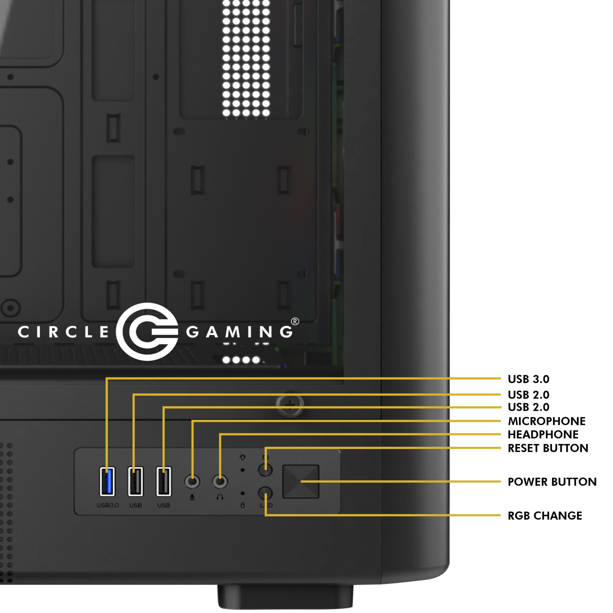 Circle Amazer X1 Mid-Tower Case - Black Gaming PC Case -6