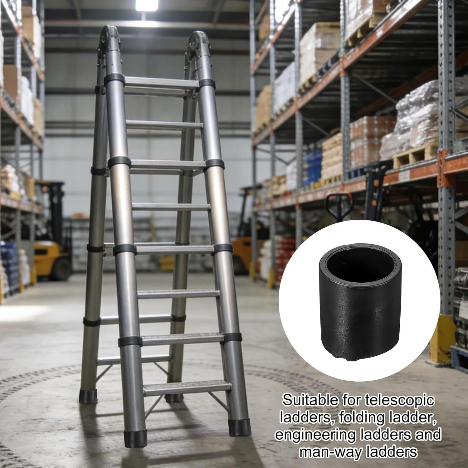 PATIKIL Ladder Non Slip Feet Mat (36mm ID) (4Pcs), Rubber Round Step Ladder Foot Pads Cover Cushion Replacement, Suit for Telescopic Folding Extension Ladders