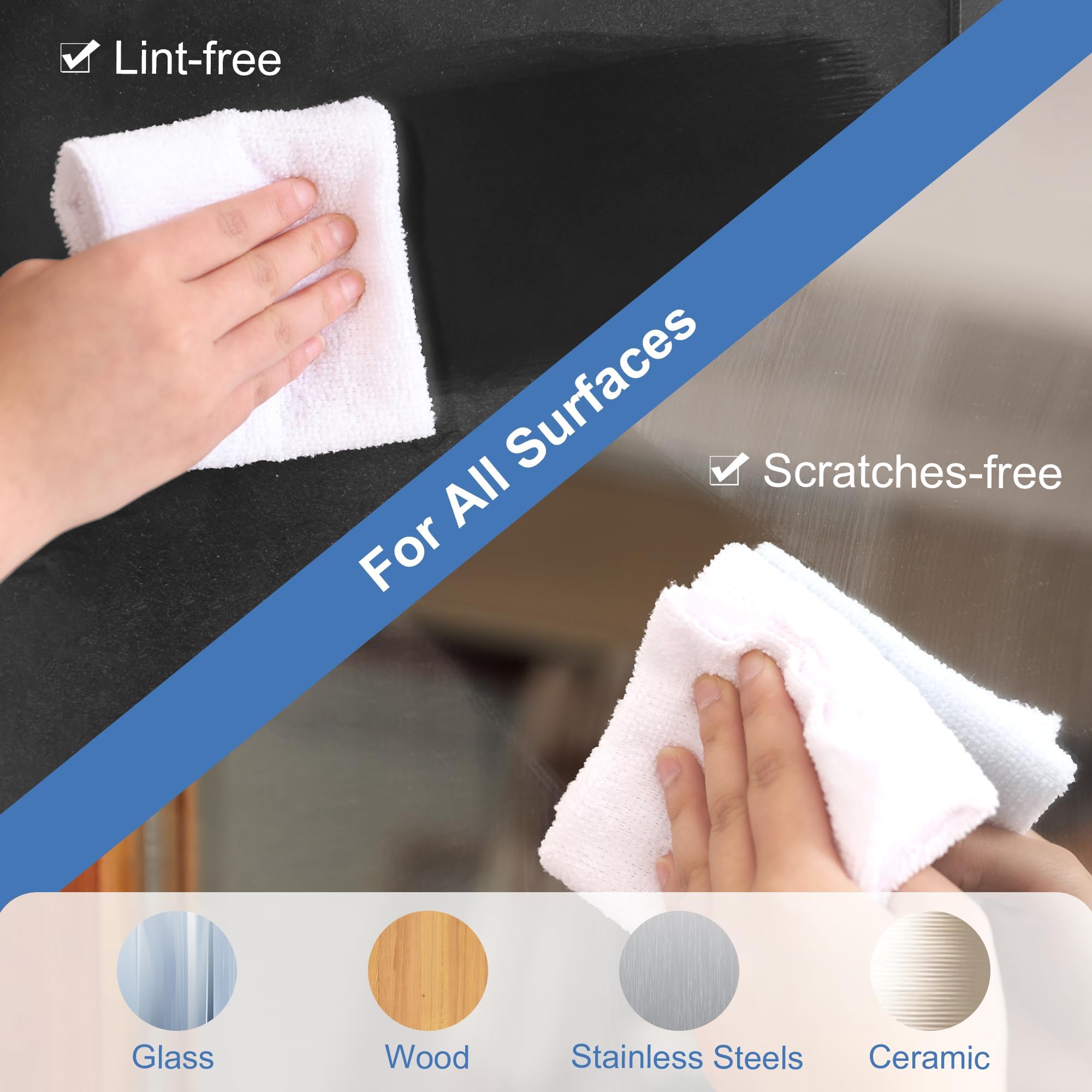 LIVOS Paquete de 50 paños de limpieza de microfibra en caja, trapos de limpieza reutilizables, 11.5 x 11.5 pulgadas, toallitas de microfibra sin bordes, sin pelusas, toallas absorbentes para cocina,