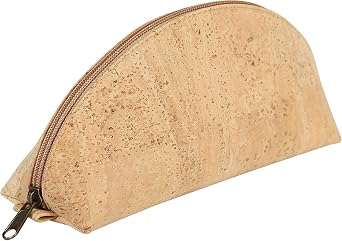 Clairefontaine - Ref 420016C - Cork Large Oval Pencil Case Vegan Certified - 27 x 7.5 x 10.5cm, Made From Real Cork Material, Metal Zip & Metal Pull Tab - Natural