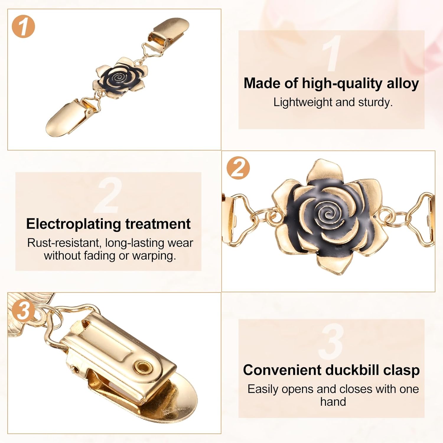 PATIKIL 3Pcs Vintage Cloak Clasps, Sweater Clips Women Collar Clip for Women Clothing Sweater Shawl Scarf Cardigan accessories Retro Cinch Brooch, Silver/Gold/Bronze Tone(4.7x1.5Inch)