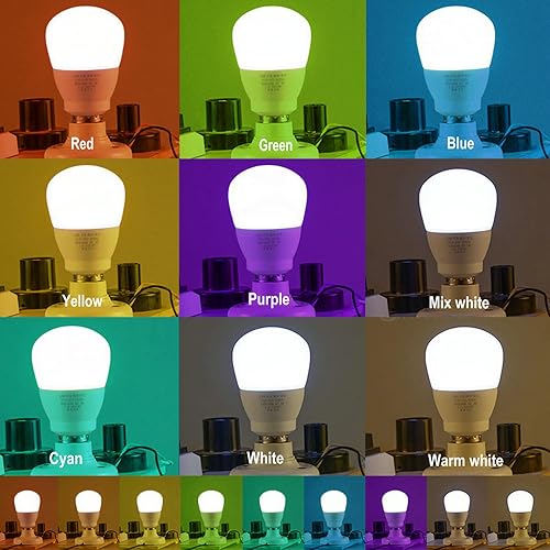 Miniatura 6 de Bombilla LED inteligente de 9 W que cambia de color con control remoto RGB blanco cálidofrío, temporizador, base de tornillo E26 regulable, paquete