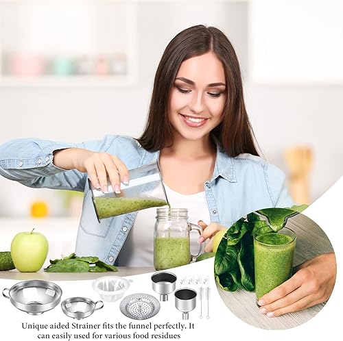 Miniatura 5 de Juego de 12 embudos de acero inoxidable para tarros de conservas de boca estrecha ancha y regular, embudos de cocina, embudos de metal para