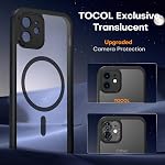 TOCOL Magnétique pour iPhone 12 Boîtier, Protection entièrement caméra améliorée, adapté pour MagSafe, Dossier de téléphone truqué iPhone 12 6.1 Inch, Protection contre les gouttes, Anti-rayure, Noir