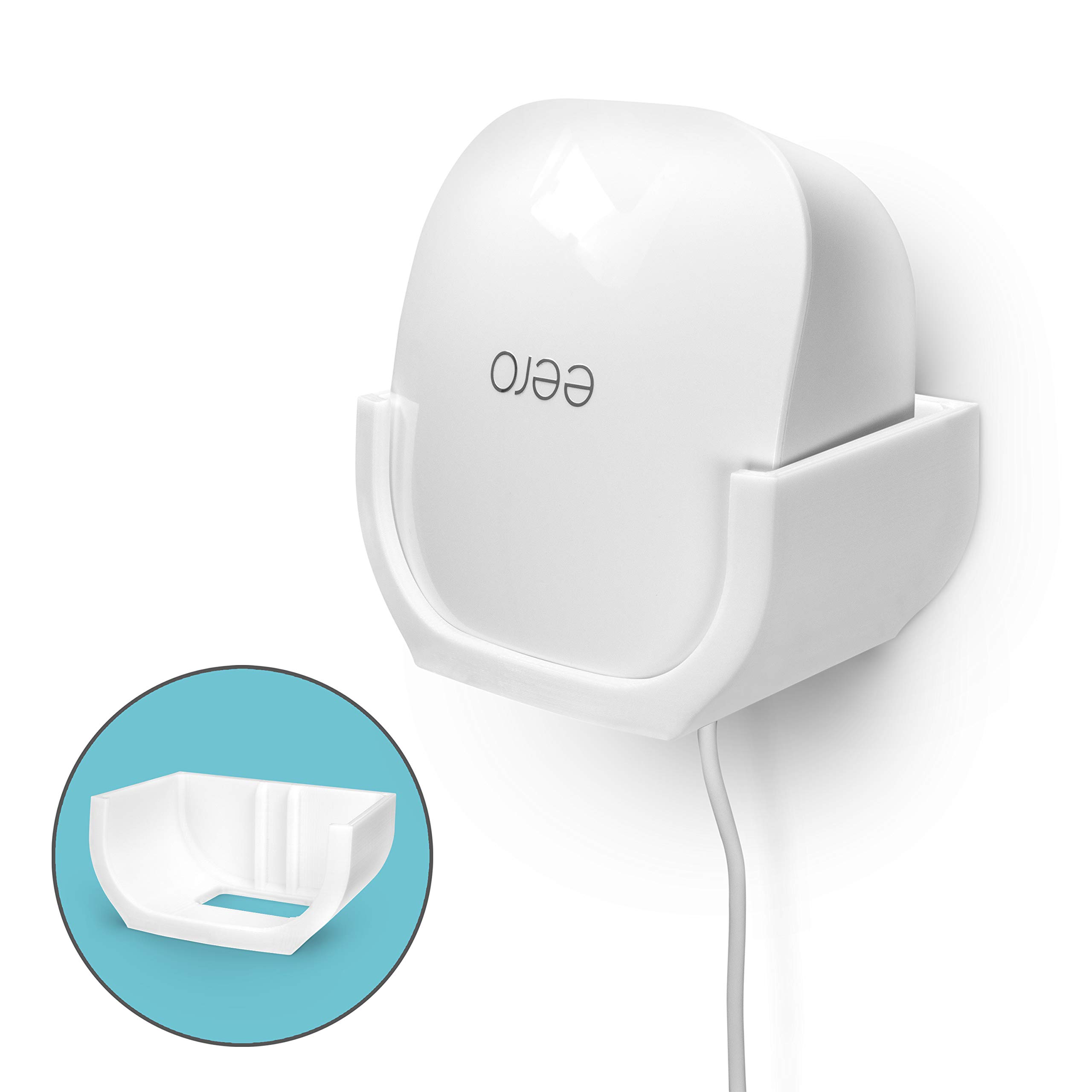 Screwless Wall Mount for Eero Mesh WiFi (NOT Compatible with Eero 6/Pro 6/Beacon), VHB Stick On Holder, Easy to Install, No Tools, No Mess, No Drilling, Strong Adhesive Mount, White by Brainwavz