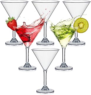Plastic Martini Glasses Unbreakable Reusable Disposable Cocktail Glasses Dessert Cocktail Cups Drinkware for Appetizer Des...