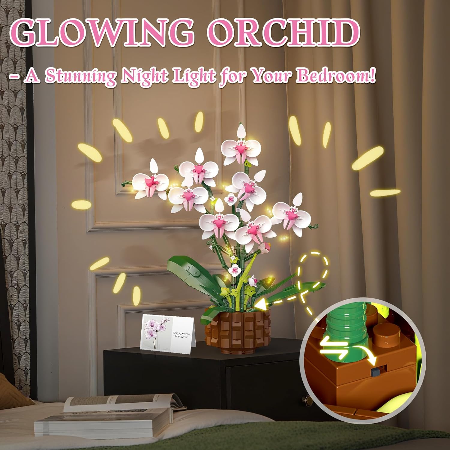 Orchid Building Set, Compatible with Lego Flowers for Adults Women,Botanical Collection Gifts for Women Mothers Day - Artificial Plant Home Decor