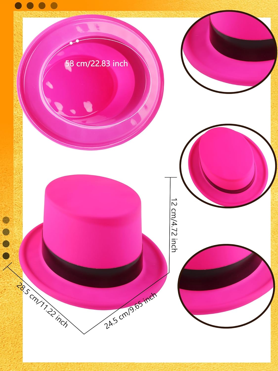 18 Pcs Neon Top Hats Plastic Top Hat Colorful Magician Hat Party Hats Bulk for Adult Kids Cosplay Party Dress Accessories, 6 Colors - Image 2