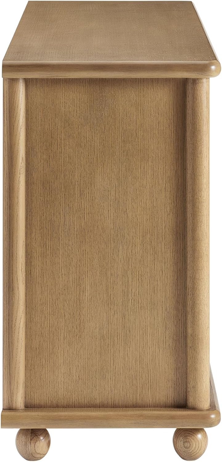 Marola 71 Inch Oak Wood Sideboard with 4 Seagrass Doors
