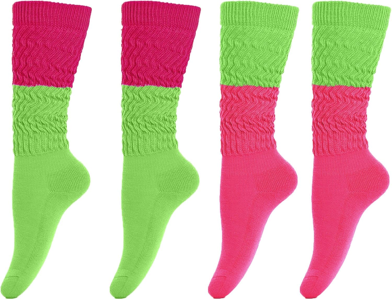 Calzini Slouch Donna Neon 2 Paia - Calze Lunghe Retrò Anni '80 | Accessori Streetwear Punk