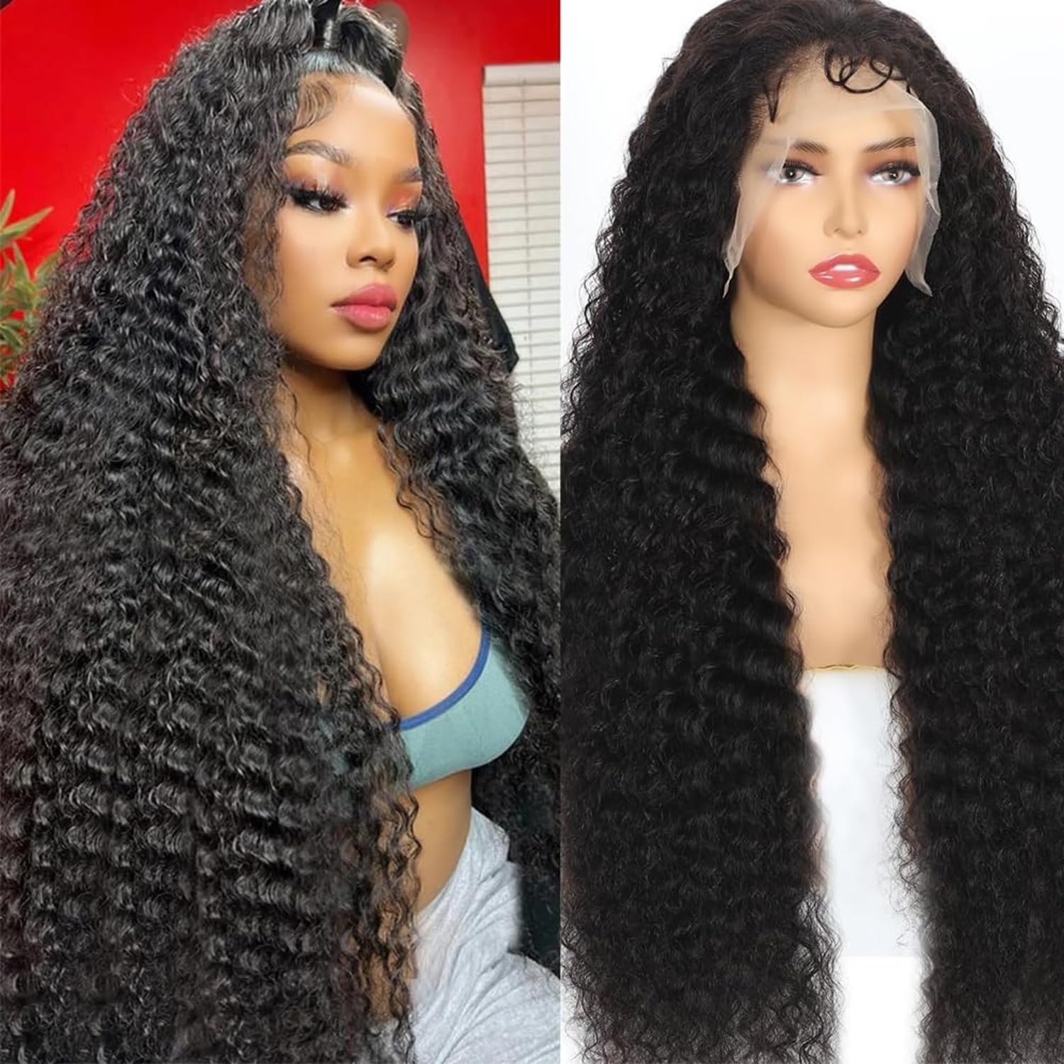 ALSZIQIHR Ginger Lace Front Wigs Water Wave Human Hair 210% Density 13x4 HD Transparent Pre Plucked Orange Colored Wig Glueless Lace Frontal Wigs for Women 26inch