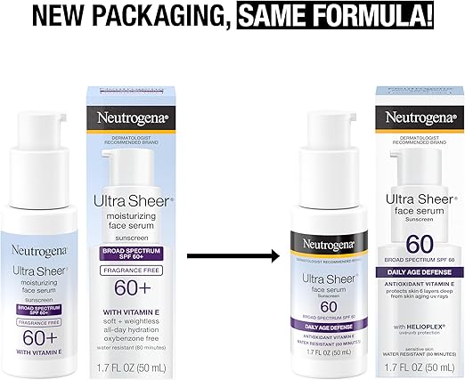 Neutrogena Ultra Sheer Moisturizing Face Serum with Vitamin E & SPF 60, All Day Facial Sunscreen Serum with Broad Spectrum UVA/UVB Protection, Fragrance-Free, Oxybenzone-Free, 1.7 oz thumbnail 2